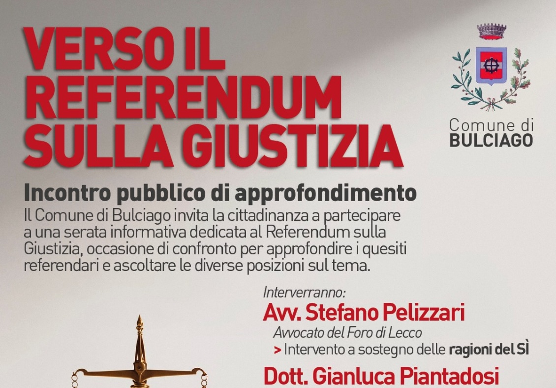 Bulciago ospita un incontro sul referendum per la giustizia