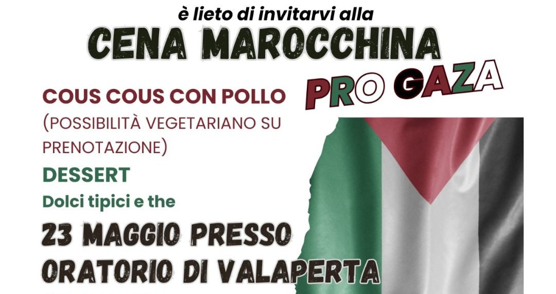Casatenovo: cena marocchina per sostenere Gaza