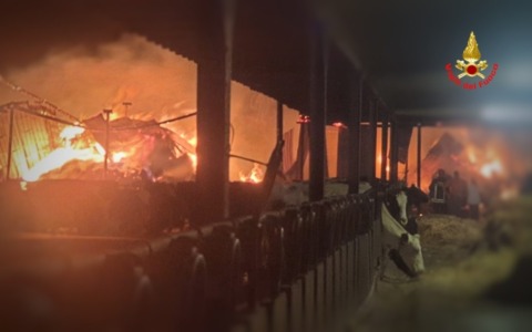 Devastante incendio in un’azienda agricola a Paderno d’Adda: ecco le immagini